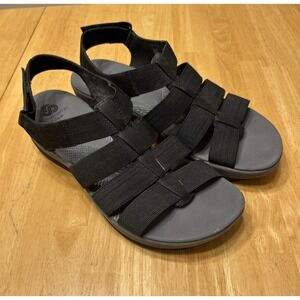 Clarks Cloudsteppers Arla Shaylie Black‎ Strappy Sandals Comfort & Support 10M